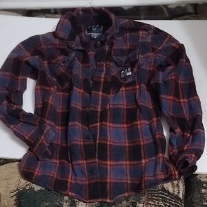 FOX Red and Blue Flannel Plaid Shirt